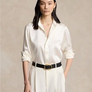 NWT Have Satin Ivory Button-Down Shirt